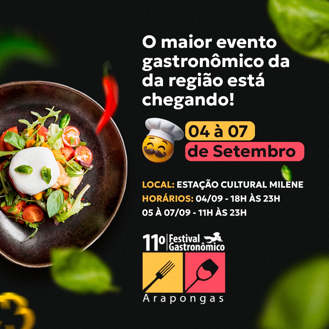 Arapongas recebe 11ª edição do Festival Gastronômico com quatro dias de atrações